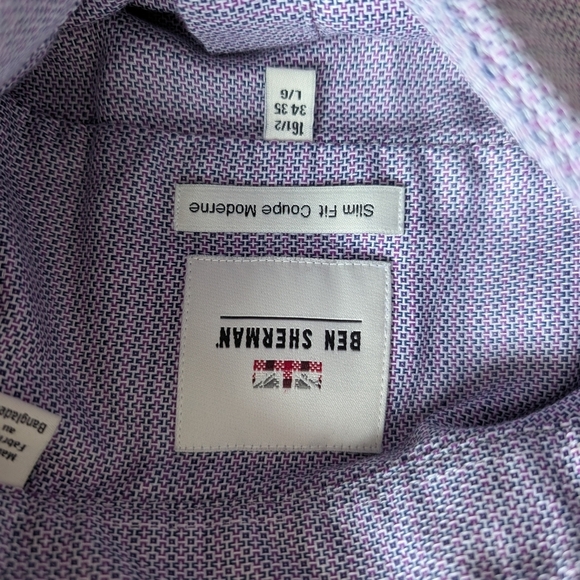 Ben Sherman Purple Waffle Texture Dress Shirt - Picture 10 of 15